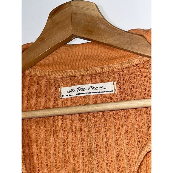 Free People Raymond Thermal Waffle Knit Oversized Pullover Size XS Womens in Ora - Picture 6 of 11
